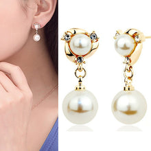 imitation pearl earrings women double created simulated pearl ear stud earrings for women  EF8