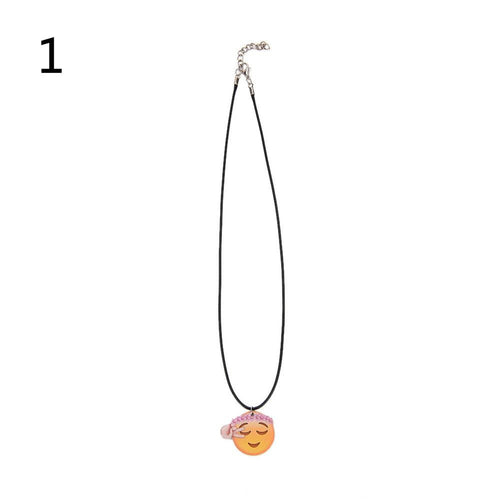 Cute Emoji Picture Pendant Necklace Leather Chain Emoticons Cabochon Collars for Women Fine Jewelry EF8