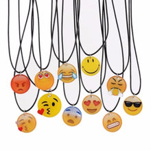 Cute Emoji Picture Pendant Necklace Leather Chain Emoticons Cabochon Collars for Women Fine Jewelry EF8