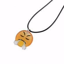 Cute Emoji Picture Pendant Necklace Leather Chain Emoticons Cabochon Collars for Women Fine Jewelry EF8