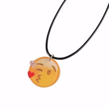 Cute Emoji Picture Pendant Necklace Leather Chain Emoticons Cabochon Collars for Women Fine Jewelry EF8