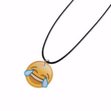 Cute Emoji Picture Pendant Necklace Leather Chain Emoticons Cabochon Collars for Women Fine Jewelry EF8