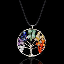 Multicolor Wisdom Tree Natural Stone Necklace Women Rainbow 7 Chakra Healing Tree Of Life Quartz Pendant Necklace EF8