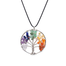 Multicolor Wisdom Tree Natural Stone Necklace Women Rainbow 7 Chakra Healing Tree Of Life Quartz Pendant Necklace EF8