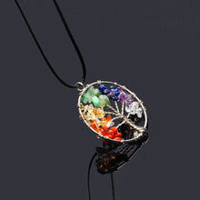 Multicolor Wisdom Tree Natural Stone Necklace Women Rainbow 7 Chakra Healing Tree Of Life Quartz Pendant Necklace EF8