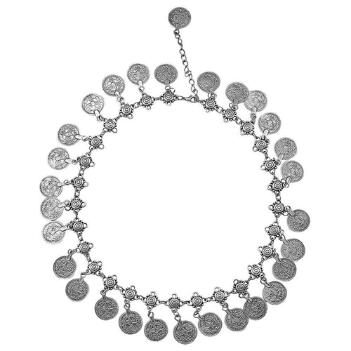 necklace Women Vintage Silver Coins Pendant Choker Chain Statement Bib Necklace Jewelry Gifts For Lady  EF8