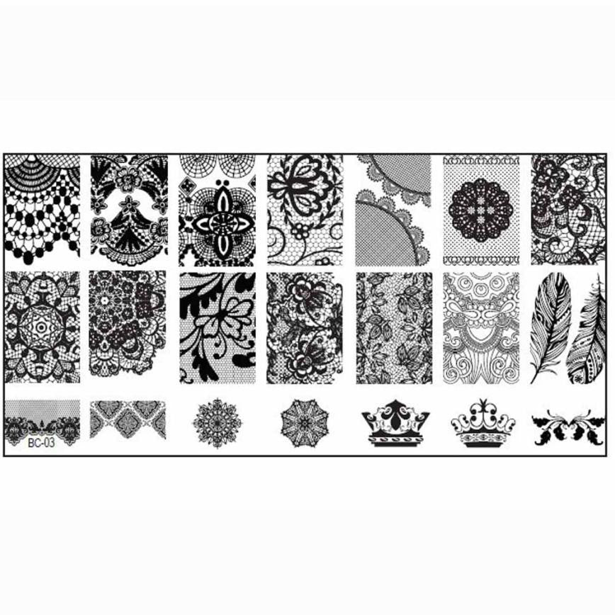 Nail Stamping Plates Big Image Pattern Transfer Print Template Nail Stencil Stamps DIY Tools Konad EF8