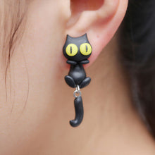 H made Polymer Clay Cute Cat Cotton Animal Stud Earrings Ear Stud Jewelry Brincos  EF8