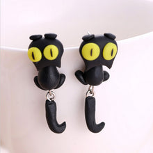 H made Polymer Clay Cute Cat Cotton Animal Stud Earrings Ear Stud Jewelry Brincos  EF8