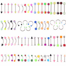 105Pcs Body Jewelry Eyebrow Navel Belly Lip Tongue Nose Piercing Bar Ring EF8