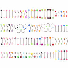 105Pcs Body Jewelry Eyebrow Navel Belly Lip Tongue Nose Piercing Bar Ring EF8
