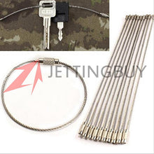10PCS Stainless Steel Wire Key Ring Chain Keychain Pendant Loop Hiking Climbing Working Aloft Tool Steel Wire Chain Lock 15cm EF8