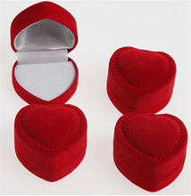 10Pcs Romantic Elegant Simplicity Durable Lid Open Red Heart Shape Ring Boxes Velvet   Flock Gift Boxes Jewelry Supplies EF8