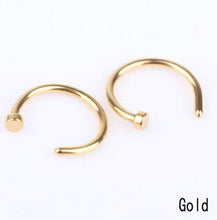 10pcs 5 Colors Nose Hoop Nose Rings Stainless Steel Body Piercing Jewelry Body Jewelry Drop Shipping EF8