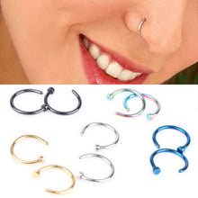 10pcs 5 Colors Nose Hoop Nose Rings Stainless Steel Body Piercing Jewelry Body Jewelry Drop Shipping EF8