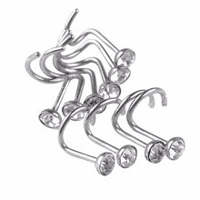 10Pcs Mix Colors Rhinestone Hook Bone Bar Pin Piercing Jewelry Nose Studs Rings EF8