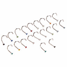 10Pcs Mix Colors Rhinestone Hook Bone Bar Pin Piercing Jewelry Nose Studs Rings EF8