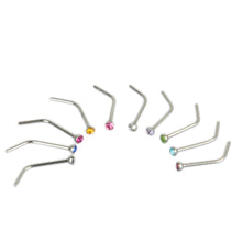 10Pcs Rhinestone Stainless Steel Screw Nose Hoop Ring Stud Body Piercing Pretty EF8