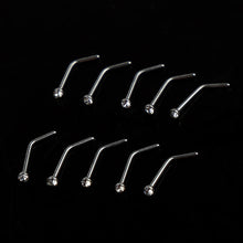 10Pcs Rhinestone Stainless Steel Screw Nose Hoop Ring Stud Body Piercing Pretty EF8