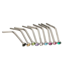 10Pcs Rhinestone Stainless Steel Screw Nose Hoop Ring Stud Body Piercing Pretty EF8