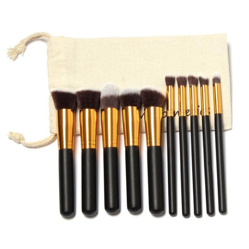 10pc Full Set Women Makeup Brush Kit Superior Professional Soft Cosmetic Brushes Multifunction Toiletry Kit for Women EF8