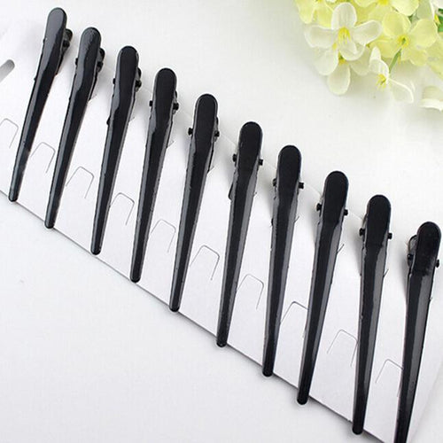 10pcs Large Barrettes Headwear For Women Metal Single Prong DIY Hairstyle Alligator Hair Clip Black EF8