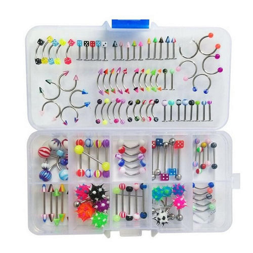 110Pcs Lovely Body Jewellery Piercing Eyebrow Belly Tongue Bar Ring Bulk lots EF8