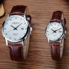 12 Styles Couple Lovers Watch Auto Date Calendar Quartz Movement Leather Strap Wristwatches Relogio Masculino EF8