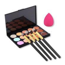 15 Colors Maquiagem Professional Concealer Palette Makeup Contour Palette 4pc Powder Brushes Sponge Blender EF8