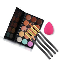 15 Colors Maquiagem Professional Concealer Palette Makeup Contour Palette 4pc Powder Brushes Sponge Blender EF8
