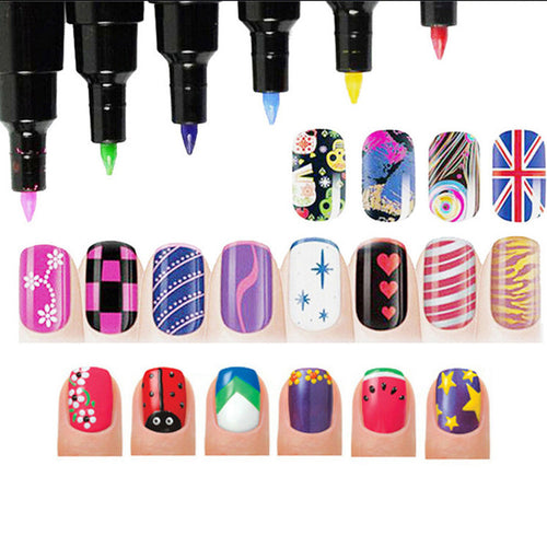 16 Colors Nail Art Pen for 3D Nail Art DIY Decoration Nail Polish Pen Set 3D Design Nail Beauty Dotting Tools Paint Pens EF8