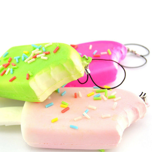 1P Squishy Bread Chocolate Sprinkles Popsicle Phone Straps Soft Scented Charms EF8