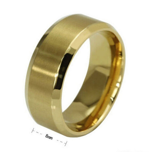 8MM Trendy Titanium Steel B  Brushed Wedding B s Stainless Steel Solid Ring Men Gold Silver Black Classic Ring EF8