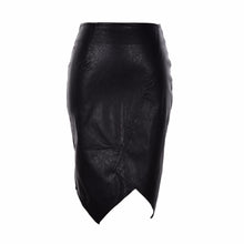 Asymmetric Short Faux Leather Skirt Black PU Leather Sheath Pencil Skirt Black Women Sexy High Waist Slim Bodycon Skirt EF8