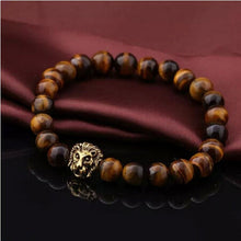 Buddha Leo Lion Head Bracelet Stone Beaded Bracelets Gold Silver For Men Women EF8