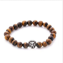 Buddha Leo Lion Head Bracelet Stone Beaded Bracelets Gold Silver For Men Women EF8