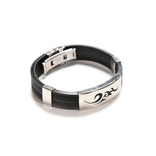Chic Men Stainless Steel Silicone Metal Wristb  Bracelets Bangle Stylist Jewelry Gifts EF8