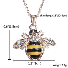 Cute Solid Little Bee Pendant Animal Necklace for Women 18K Rose Gold Plated Jewelry EF8