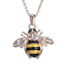 Cute Solid Little Bee Pendant Animal Necklace for Women 18K Rose Gold Plated Jewelry EF8