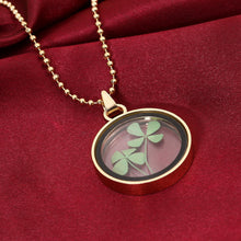 Dried Flower Clover Floating Locket Memory Living Pendant Necklace Gold Plated Jewelry   Plant Flower 60CM Chain Necklace EF8