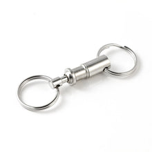 Dual Detachable Key Ring Snap Lock Holder Steel Chrome Plated Pull-Apart Key Rings Removable Keyring Quick Release Keychain EF8