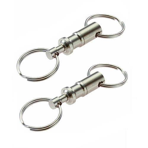 Dual Detachable Key Ring Snap Lock Holder Steel Chrome Plated Pull-Apart Key Rings Removable Keyring Quick Release Keychain EF8