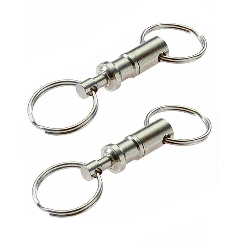 Dual Detachable Key Ring Snap Lock Holder Steel Chrome Plated Pull-Apart Key Rings Removable Keyring Quick Release Keychain EF8