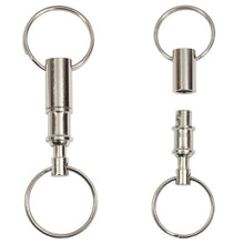 Dual Detachable Key Ring Snap Lock Holder Steel Chrome Plated Pull-Apart Key Rings Removable Keyring Quick Release Keychain EF8