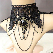 Gothic Tattoo Tassel Lace Necklace Pendant Vintage Wedding Jewelry Choker Necklace Women False Collar Statement EF8