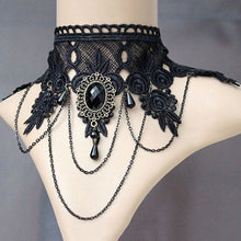 Gothic Tattoo Tassel Lace Necklace Pendant Vintage Wedding Jewelry Choker Necklace Women False Collar Statement EF8