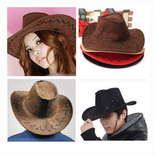 Cowboy Hat Suede Look Wild West Fancy Dress Men Ladies Cowgirl Hat EF8