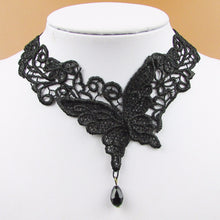 Black Lace   Beads Short Choker Victorian Steampunk Style Gothic Collar Lace Necklace For Wedding Party EF8