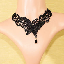 Black Lace   Beads Short Choker Victorian Steampunk Style Gothic Collar Lace Necklace For Wedding Party EF8