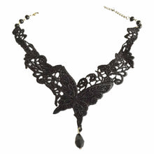 Black Lace   Beads Short Choker Victorian Steampunk Style Gothic Collar Lace Necklace For Wedding Party EF8